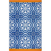 Fab Habitat Outdoor Rug Waterproof Fade Resistant Creasefree Premium Recycled Plastic Spanish Tile Farmhouse Patio D