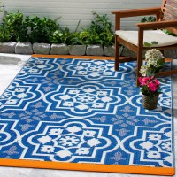 Fab Habitat Outdoor Rug Waterproof Fade Resistant Creasefree Premium Recycled Plastic Spanish Tile Farmhouse Patio D