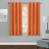 Mysky Home Orange Bedroom Curtains 63 Inch Long Blackout Curtains For Living Room Thermal Insulated Curtains For Nursery Room Gr