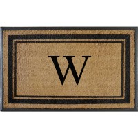 A1 Home Collections Doormat 30X48 Natural Coir Rubber Monogrammed Front Door Mat Heavy Duty Low Maintenance