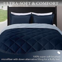 Downluxe King Size Comforter Set Blue And Sapphire King Comforter Soft Bedding Sets For All Seasons 3 Pieces 1 Comforter