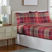 Pointehaven Flannel Deep Pocket Set With Oversized Flat Sheet Twin Xl Piedmont Plaid