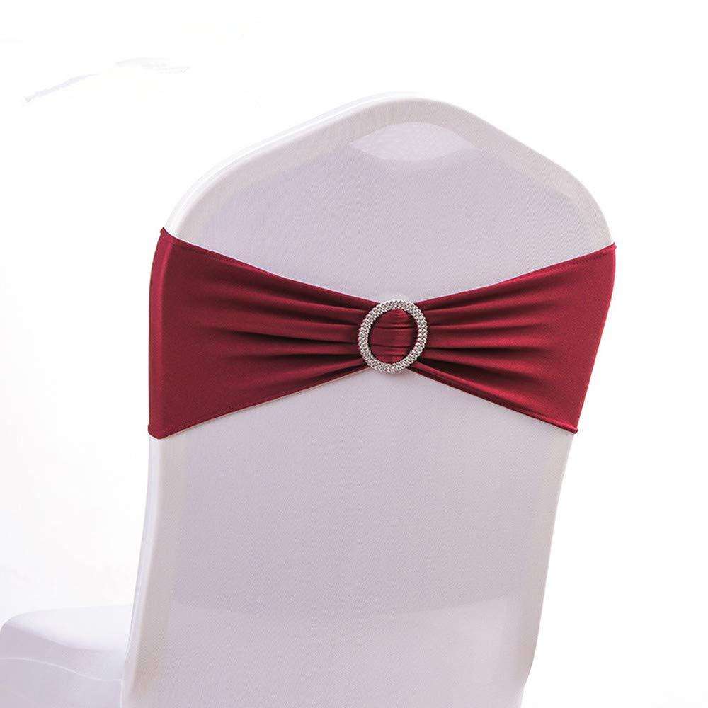 Ieventstar Chair Sashes Chair Bow Chair Decoration Spandex Stretch Band With Buckle Slider For Wedding Party Events 10Pcs (Burgundy)