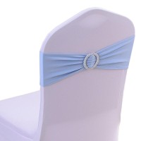 Ieventstar Chair Sashes Chair Bow Chair Decoration Spandex Stretch Band With Buckle Slider For Wedding Party Events 10Pcs (Light Blue)