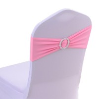 Ieventstar Chair Sashes Chair Bow Chair Decoration Spandex Stretch Band With Buckle Slider For Wedding Party Events 10Pcs (Pink)