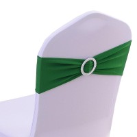 Ieventstar Chair Sashes Chair Bow Chair Decoration Spandex Stretch Band With Buckle Slider For Wedding Party Events 10Pcs (Green)