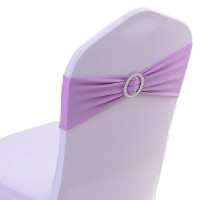 Ieventstar Chair Sashes Chair Bow Chair Decoration Spandex Stretch Band With Buckle Slider For Wedding Party Events 10Pcs (Light Purple)