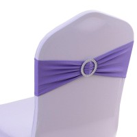 Ieventstar Chair Sashes Chair Bow Chair Decoration Spandex Stretch Band With Buckle Slider For Wedding Party Events 10Pcs (Lavender)