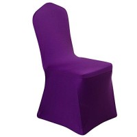 Ieventstar Spandex Dining Chair Cover Covers Slipcovers For Wedding Banquet (Purple)