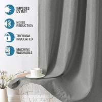 H.Versailtex Linen Blackout Curtains 84 Inches Long For Bedroom Linen Look Thermal Insulated Copper Grommet Drapes Panels Farmhouse Curtains For Living Room 2 Panels Set- Heather Grey