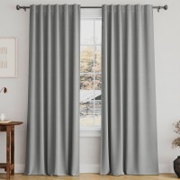 Turquoize Grey Blackout Curtains 96 Inch Long Room Darkening Rod Pocket Back Tab Curtain Panels For Bedroom Thermal Insulated En