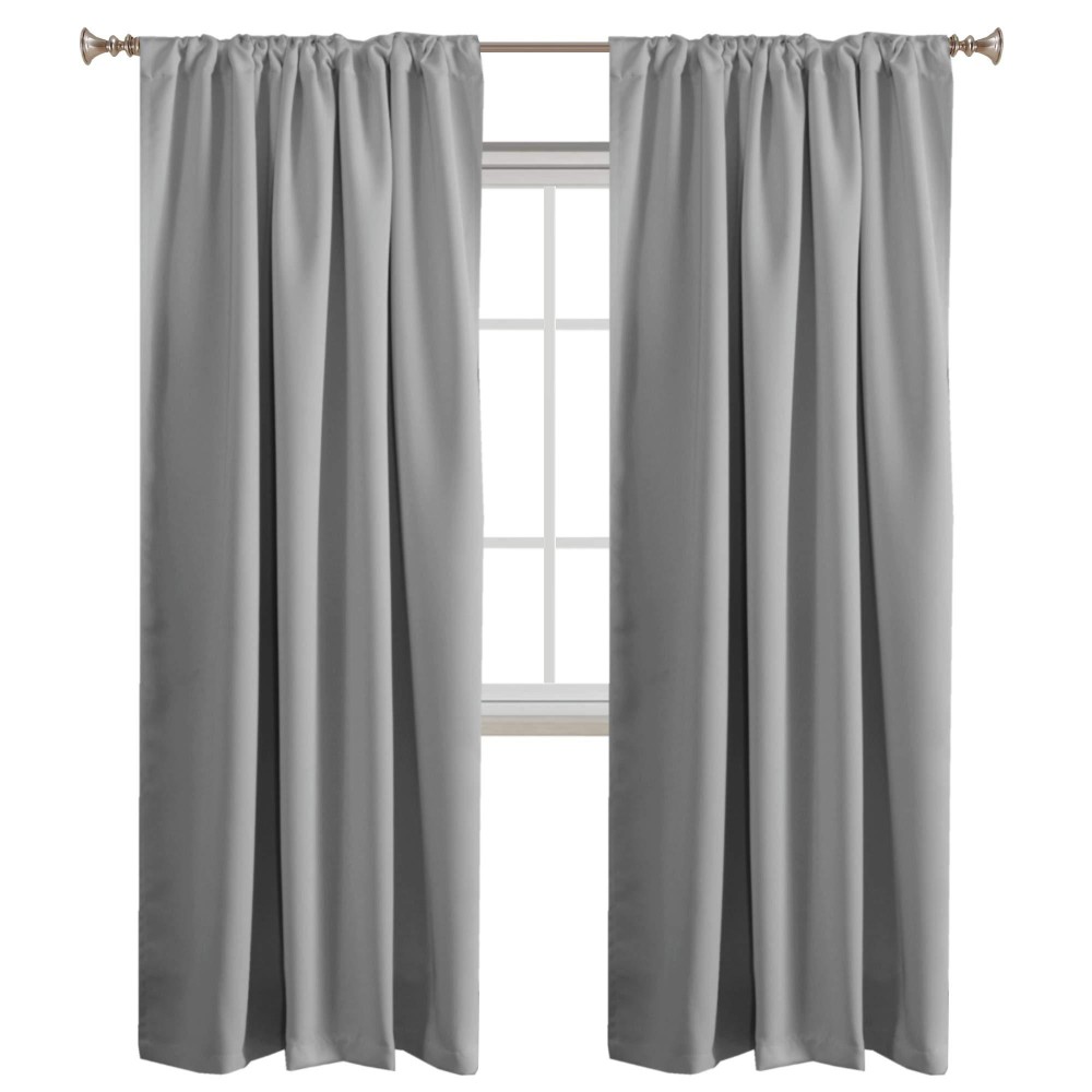 Turquoize Gray Blackout Curtains 84 Inch Long Window Treatments Blinds Thermal Insulated Drapes Rod Pocket Back Tab Curtains H