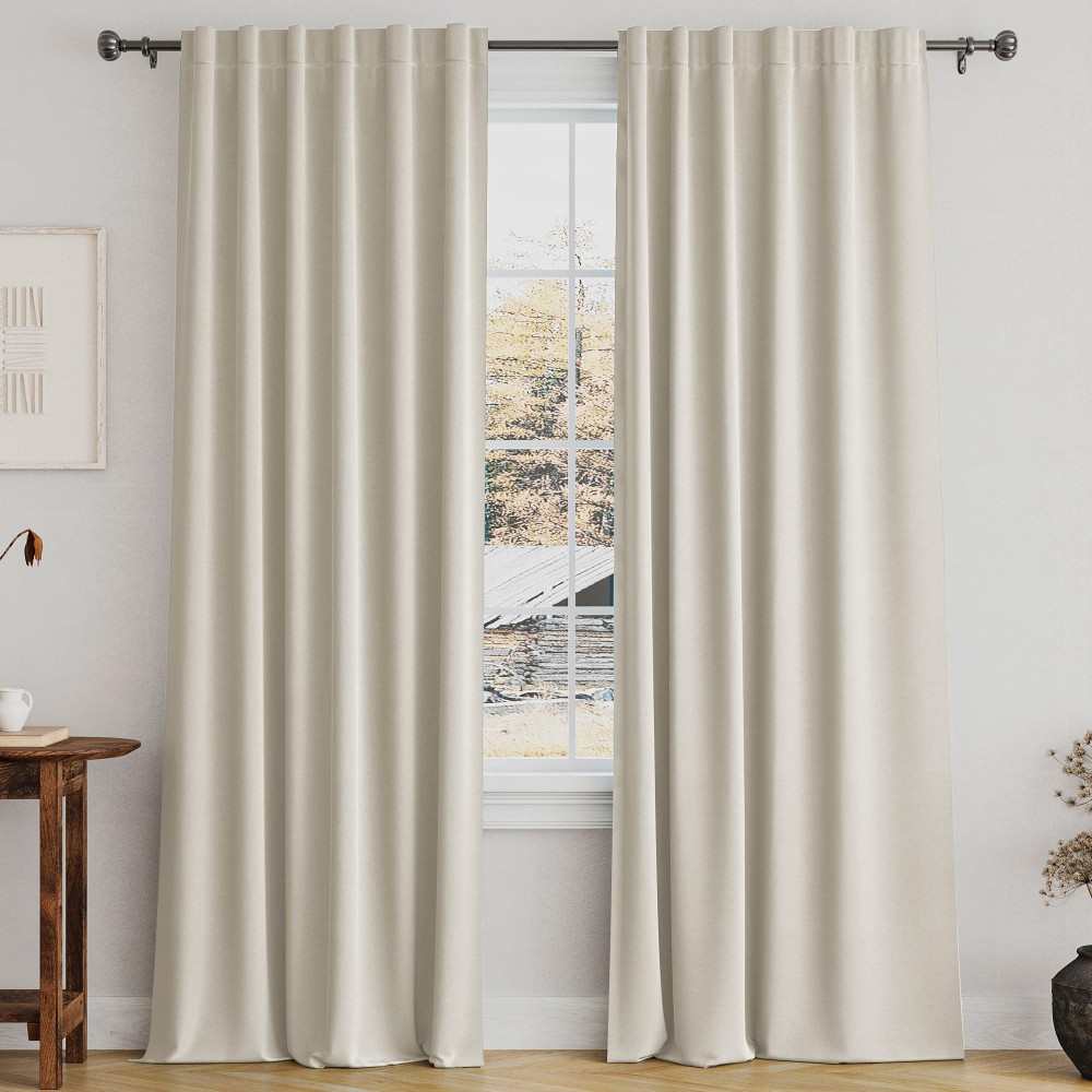 Turquoize Cream Beige Blackout Curtains Thermal Insulated Room Darkening Curtains For Living Room Beige Curtains 84 Inch Length