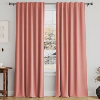 Turquoize Coral Blackout Curtains For Bedroom 84 Inch Long Window Treatment Blackout Curtains For Girls Bedroom Back Tabrod Poc