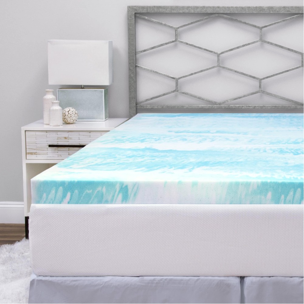 Biopedic 3Inch King Size Mattress Topper Icool Tech And Gel Swirl Medium Plush Memory Foam Mattress Topper Certipurus Certif