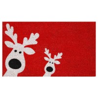 Calloway Mills 101801729 Peeking Reindeer Doormat 17 X 29 Redwhite