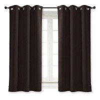 Nicetown Thermal Insulated Blackout Curtain And Drapery Triple Weave Soundproof Solid Ring Top Window Drape For Bedroom (Sold Individually  42 Inches By 63 Inch  Toffee Brown)