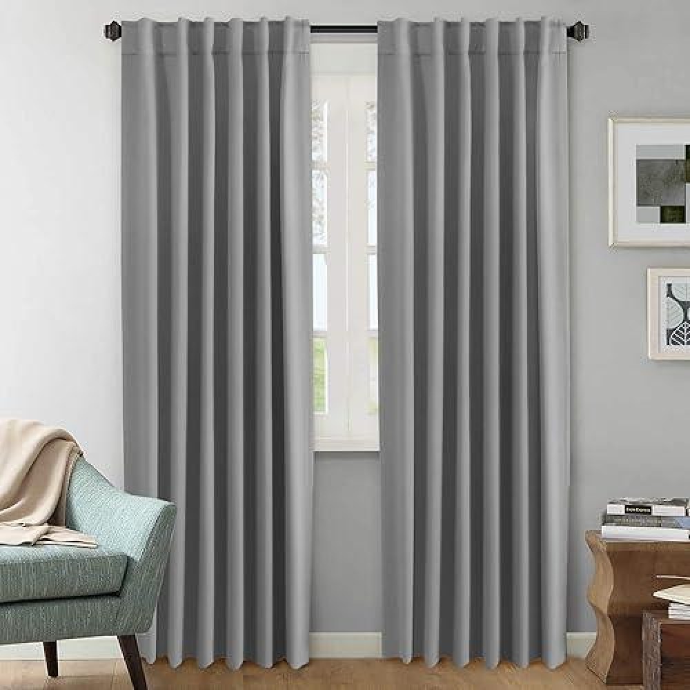 Hversailtex Blackout Curtains Thermal Insulated Window Treatment Panels Room Darkening Blackout Drapes For Living Room Back Tab