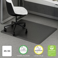 Deflecto Ergonomic Sit and Stand Black Chair Mat Low Pile Carpet and Hard Floors Rectangle 45 x 53 Black