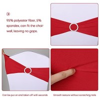 100Pcs Wedding Chair Decorations Stretch Red Chair Bows And Sashes For Party Ceremony Reception Banquet Spandex Chair Covers Slipcovers (100, Red)