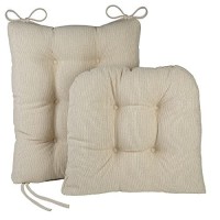 Klear Vu Omega Non-Slip Rocking Chair Cushion Set With Thick Padding And Tufted Design, Includes Seat Pad & Back Pillow With Ties For Living Room Rocker, 17X17 Inches, 2 Piece Set, Natural