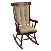 Klear Vu Omega Non-Slip Rocking Chair Cushion Set With Thick Padding And Tufted Design, Includes Seat Pad & Back Pillow With Ties For Living Room Rocker, 17X17 Inches, 2 Piece Set, Natural