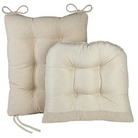 Klear Vu Omega Non-Slip Rocking Chair Cushion Set With Thick Padding And Tufted Design, Includes Seat Pad & Back Pillow With Ties For Living Room Rocker, 17X17 Inches, 2 Piece Set, Natural