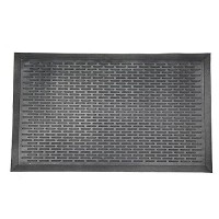 Indoor/Outdoor Hose-Wash Ribbed Design Non-Slip Rubber 2X3 Modern Entryway Mat For Entryway  Patio  Backyard  Garage  24