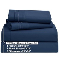 Nestl Rv Short Queen Sheet Set 4 Piece Bed Sheets For Rv Short Queen Size Bed Deep Pocket Hotel Luxury Extra Soft Breathab