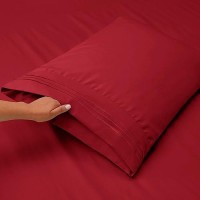 Nestl Rv Short Queen Sheets Set 4 Piece Bed Sheets For Rv Queen Size Bed Double Brushed Rv Size Sheets Hotel Luxury Burgundy