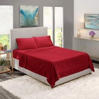 Nestl Rv Short Queen Sheets Set 4 Piece Bed Sheets For Rv Queen Size Bed Double Brushed Rv Size Sheets Hotel Luxury Burgundy