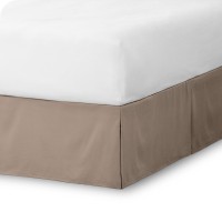 Bare Home Queen Bed Skirt 15Inch Tailored Drop Easy Fit Bed Skirt For Queen Beds Center Corner Pleats Queen Taupe