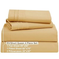 Nestl Rv Short Queen Sheets Set 4 Piece Bed Sheets For Rv Queen Size Bed Double Brushed Rv Size Sheets Hotel Luxury Camel Go