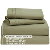 Nestl Rv Short Queen Sheets Set 4 Piece Bed Sheets For Rv Queen Size Bed Double Brushed Rv Size Sheets Hotel Luxury Sage Gre