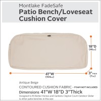 Classic Accessories Montlake Fadesafe Water-Resistant 41 X 18 X 3 Inch Outdoor Bench/Settee Cushion Slip Cover, Patio Furniture Swing Cushion Cover, Antique Beige, Patio Furniture Cushion Covers