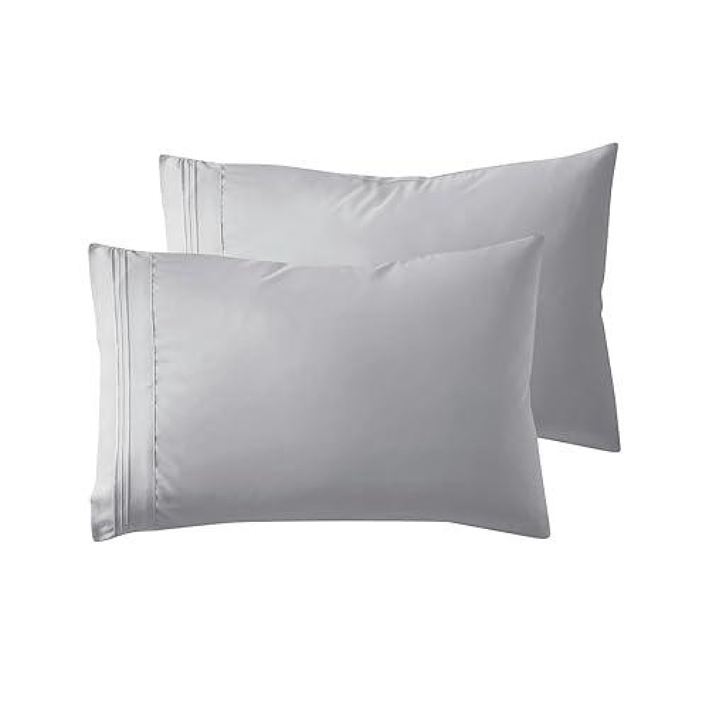 Nestl Light Grey King Pillow Cases 2 Soft King Size Pillow Case 1800 Brushed Microfiber Pillowcases Envelope Closure Pillowc