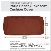 Classic Accessories Montlake Fadesafe Water-Resistant 48 X 18 X 3 Inch Outdoor Bench/Settee Cushion Slip Cover, Patio Furniture Swing Cushion Cover, Heather Henna Red, Patio Furniture Cushion Covers