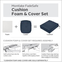 Classic Accessories Montlake Fadesafe Fadesafe Water-Resistant 25 X 25 X 5 Inch Square Patio Dining Seat Cushion Cover, Heather Indigo, Patio Furniture Cushion Covers