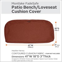 Classic Accessories Montlake Fadesafe Water-Resistant 41 X 18 X 3 Inch Outdoor Bench/Settee Cushion Slip Cover, Patio Furniture Swing Cushion Cover, Heather Henna Red, Patio Furniture Cushion Covers