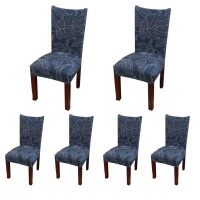 Soulfeel 6 X Soft Spandex Fit Stretch Short Dining Room Chair Covers With Printed Pattern, Banquet Chair Seat Protector Slipcover For Home Party Hotel Wedding Ceremony (Style 11)