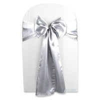 Sparkles Make It Special Leading Linens 100 Pcs Satin Chair Cover Bow Sash - Silver - Wedding Party Banquet Reception - 28 Colors Available