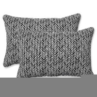 Pillow Perfect Outdoorindoor Oversized Pillows Lumbar 165 X 245 Black Herringbone Night 2 Count