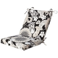 Pillow Perfect Floral Indoor/Outdoor Solid Back 1 Piece Square Corner Chair Cushion With Ties, Deep Seat, Weather, And Fade Resistant, 36.5