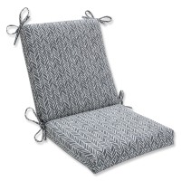 Pillow Perfect 610047 Outdoor/Indoor Herringbone Slate Square Corner Chair Cushion, 36.5