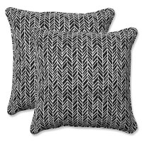 Pillow Perfect Outdoorindoor Throw Pillows Large 185 X 185 Black Herringbone Night 2 Count