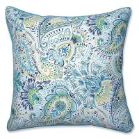 Pillow Perfect Paisley Indooroutdoor Accent Throw Pillow Plush Fill Weather And Fade Resistant Floor 25 X 25 Blueye