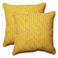 Pillow Perfect Outdoorindoor Throw Pillows Large 185 X 185 Yellow Herringbone Egg Yolk 2 Count