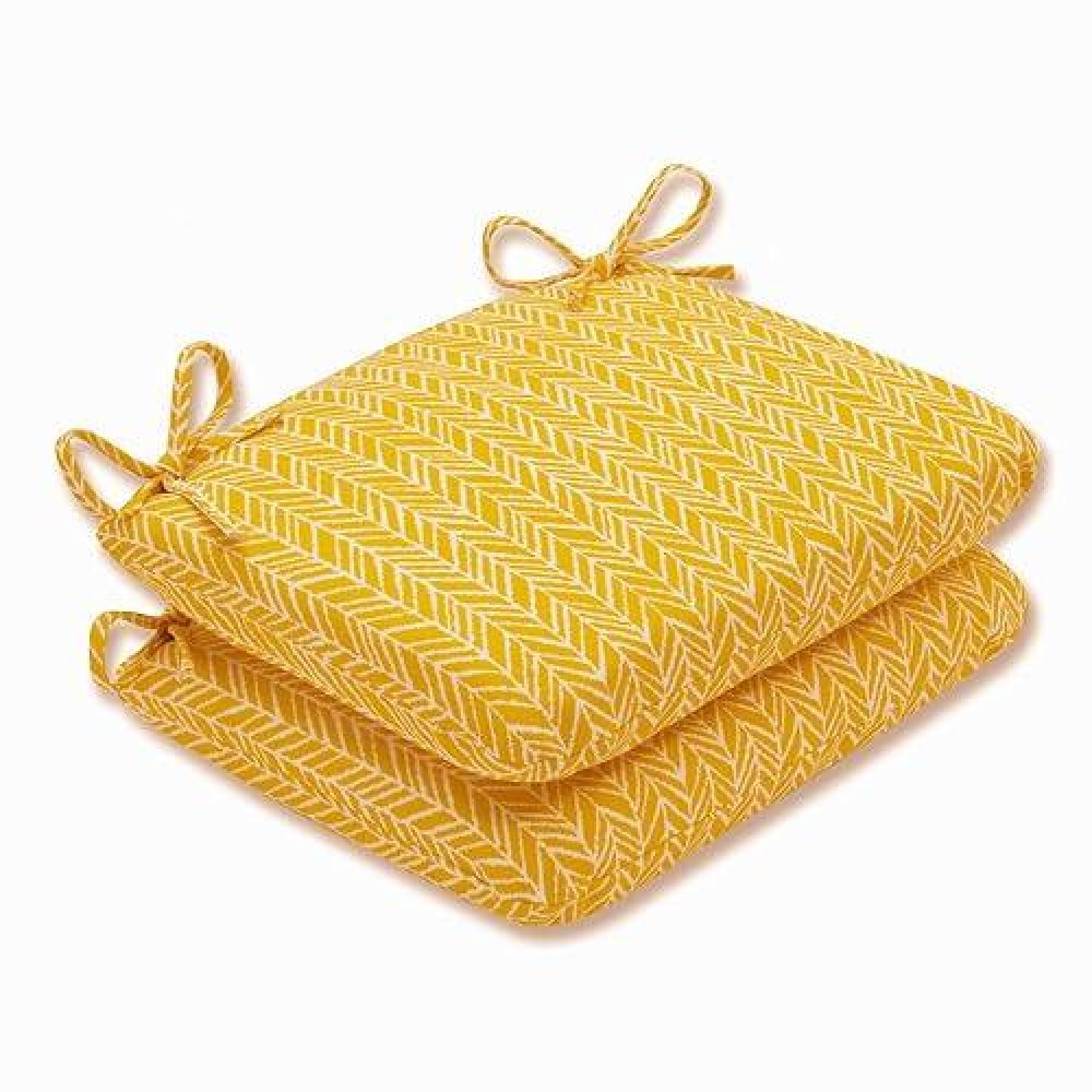 Pillow Perfect Outdoorindoor Herringbone Egg Yolk Round Corner Seat Cushions 185 X 155 Yellow 2 Count