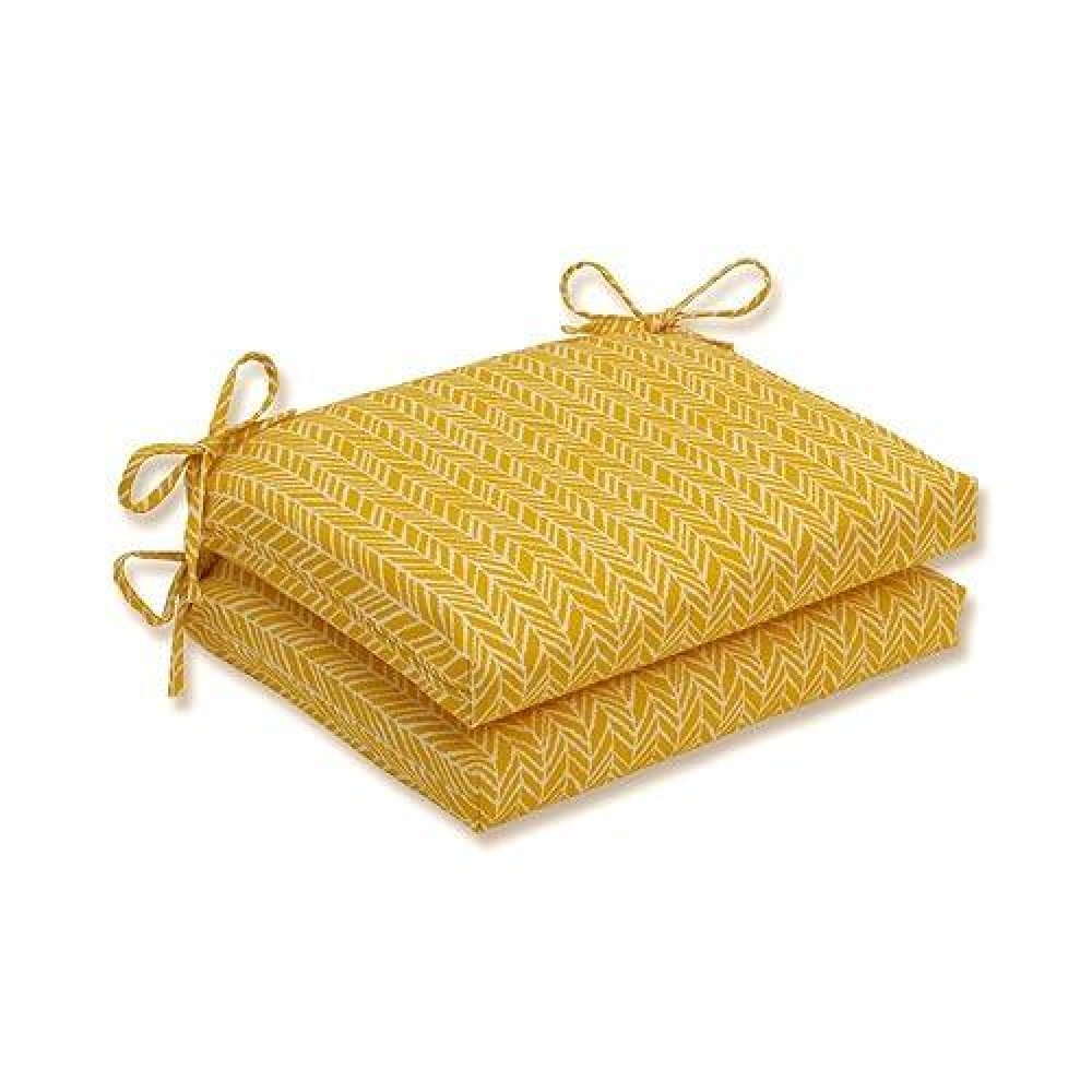 Pillow Perfect Outdoorindoor Herringbone Egg Yolk Square Corner Seat Cushions 185 X 16 Yellow 2 Count