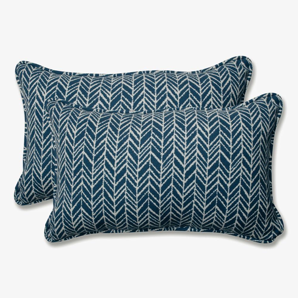 Pillow Perfect - 609676 Outdoor/Indoor Herringbone Ink Lumbar Pillows, 11.5